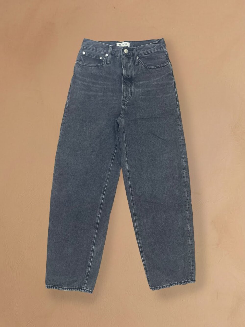 Madewell High Rise Balloon Jeans Faded Black Denim